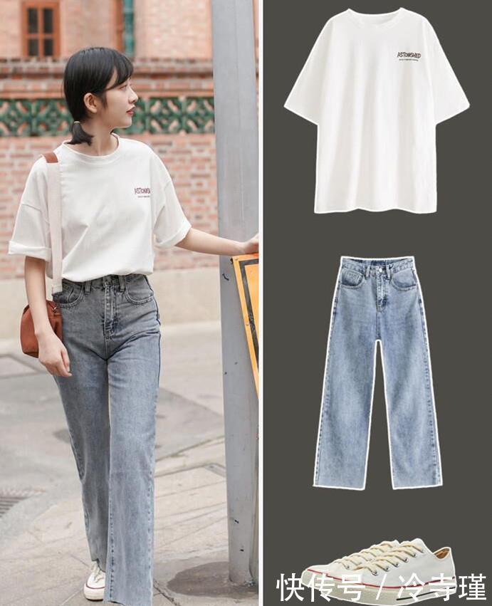 『T恤』好穿又简约的学生党穿搭,清新减龄有活力,打造可盐可甜青春少女