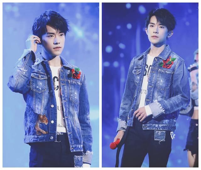 拿下中戏表演第一的易烊千玺，牛仔搭配小白T，稳重的高能少年