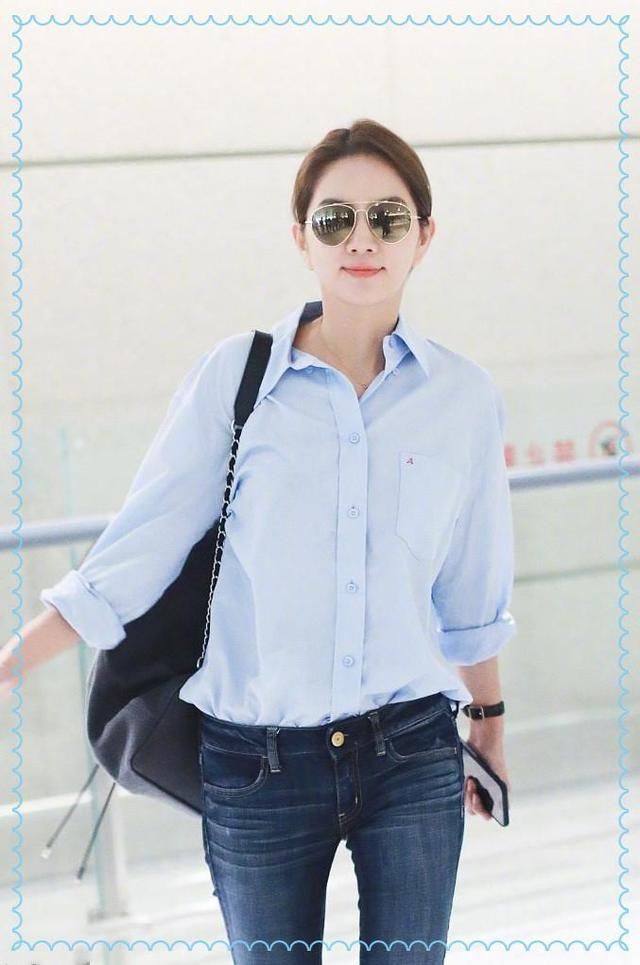 当Ella和张俪同穿蓝色衬衫，才知道假小子和真女人的差距有多大！