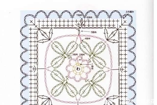 『钩针』多款四边形钩针花片,都有图解说明,喜欢就拿走