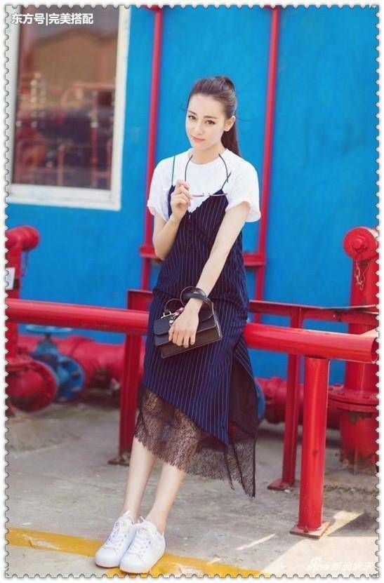 当迪丽热巴和奚梦瑶同穿吊带裙，才知道明星和超模到底差在哪
