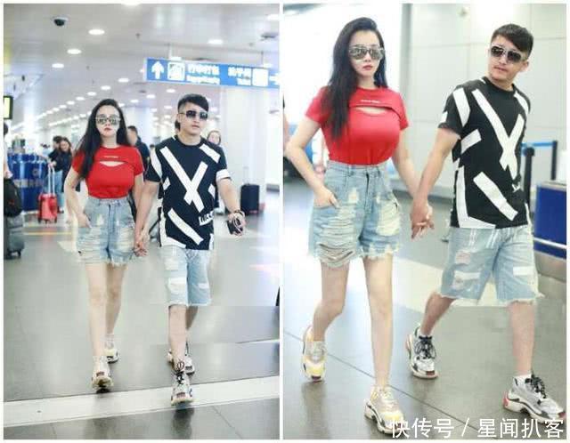 邹市明低调现身机场，旁边的娇妻冉莹颖好身材意外抢镜！
