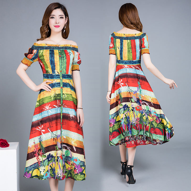 迷人身材穿出来，雪纺连衣裙，独特的风情，丰满女人穿上超亮眼