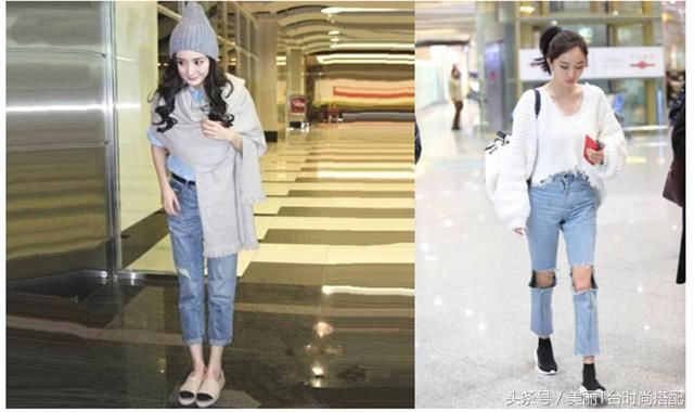 身高差1CM，赵丽颖和杨幂同穿牛仔裤，穿出效果差别怎么这么大！