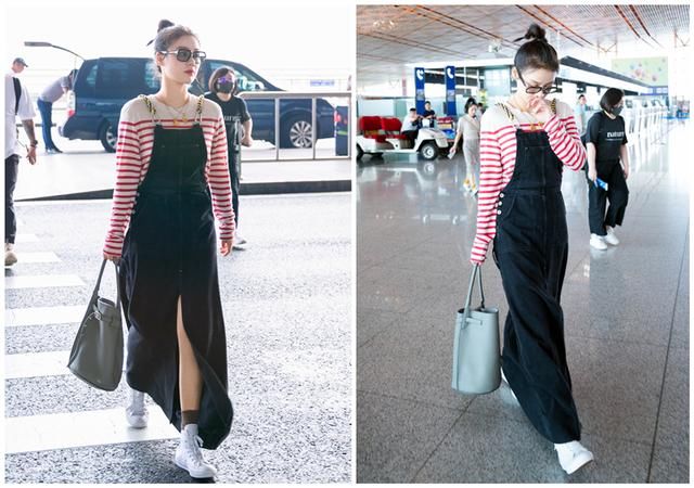 看惯了帅气的马思纯，穿上粉色条纹衫，秒变俏皮可爱小妹妹