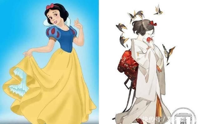 当迪士尼公主们穿上和服后,白雪公主变东方美人,艾莎仙气十足!