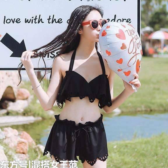 聚拢分体比基尼，少女的泳衣更性感，女人味十足