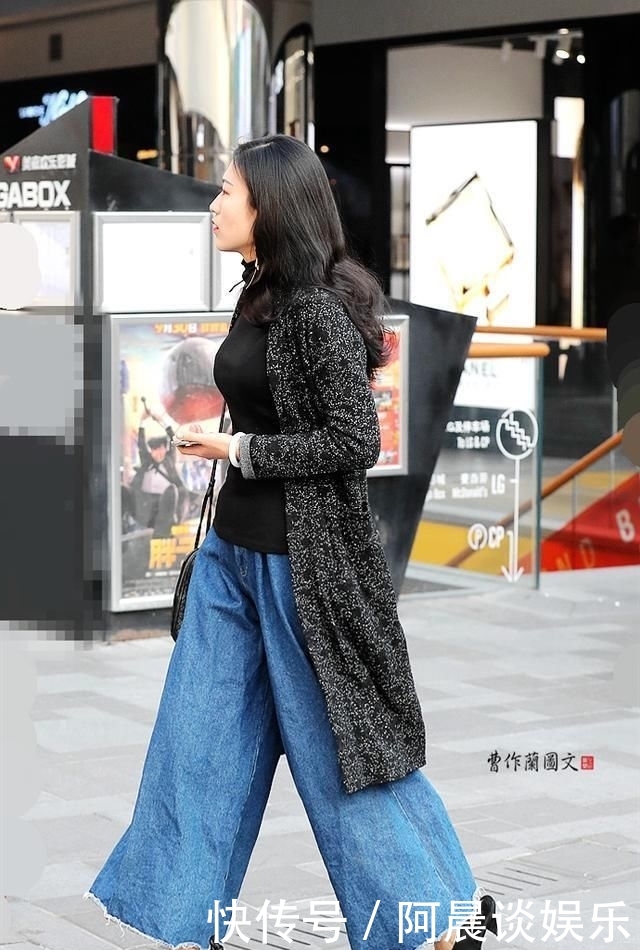  『气质』又肥又短的七分阔腿裤，美女却能穿出高挑颀长还有好气质