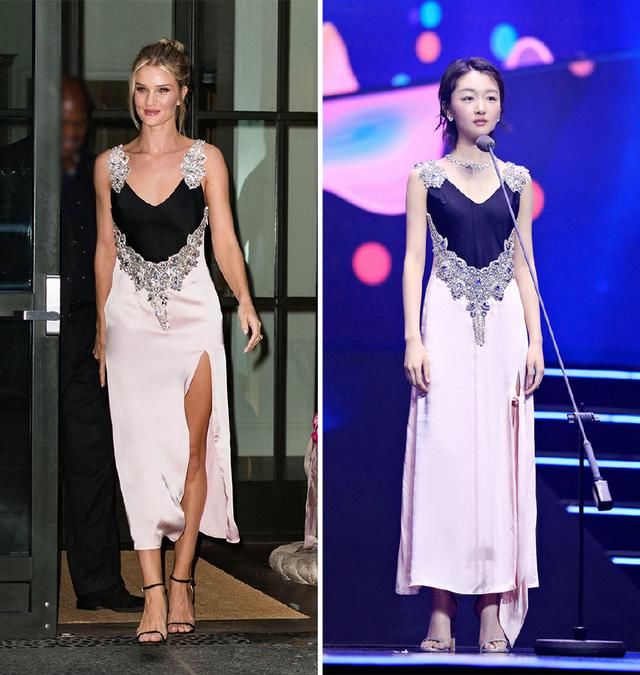 同款小粉裙，31岁超模惠特莉性感撩人，周冬雨带满珠宝却照样清新