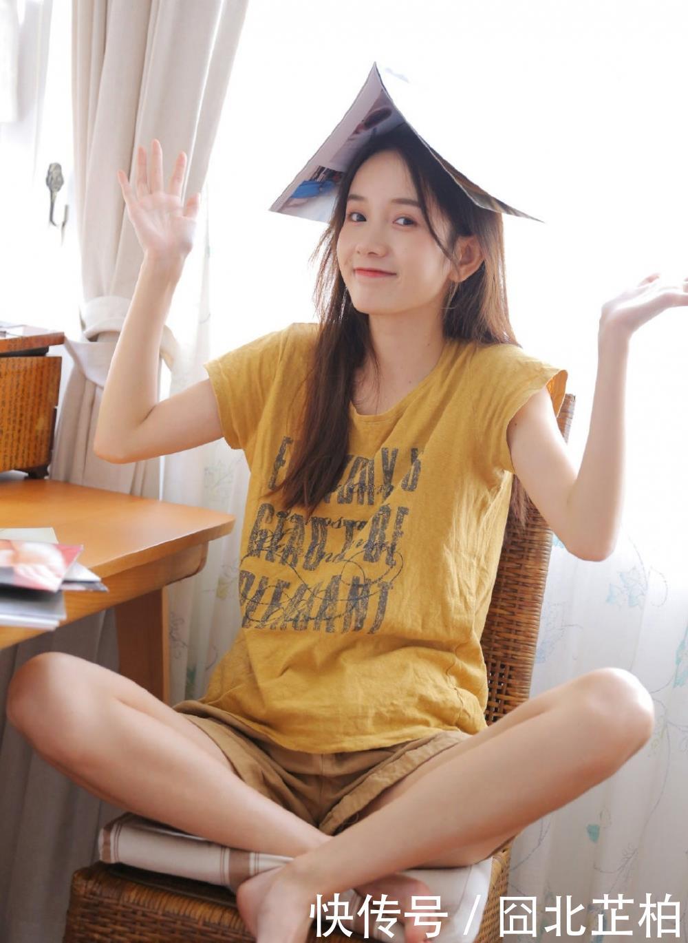  #美女#黄色上衣的长发美女