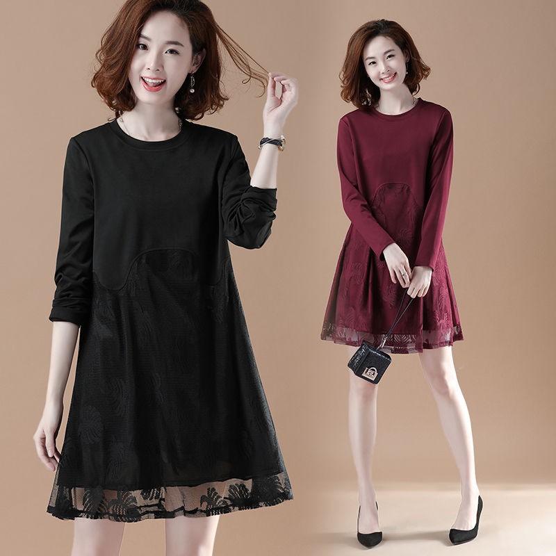 70后女人，秋天尽量别穿紧身裤!XL-5XL秋裙，再胖也能穿