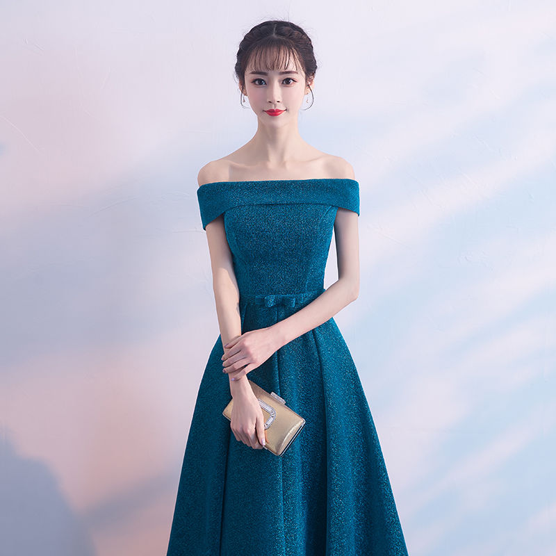 一字肩敬酒服新娘夏季2018结婚新款宴会短款红色晚礼服裙女进酒服