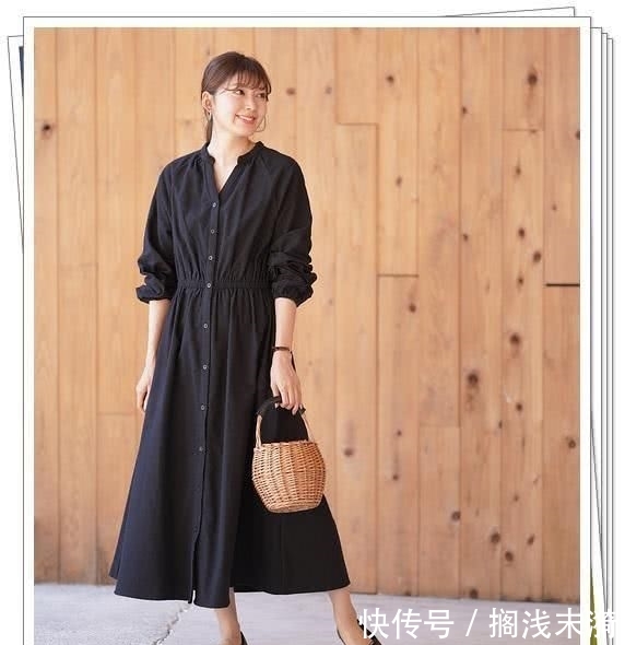 「春季造型」小黑裙别乱买!黑色衬衫连衣裙才更实用,24个春季日系造型示范