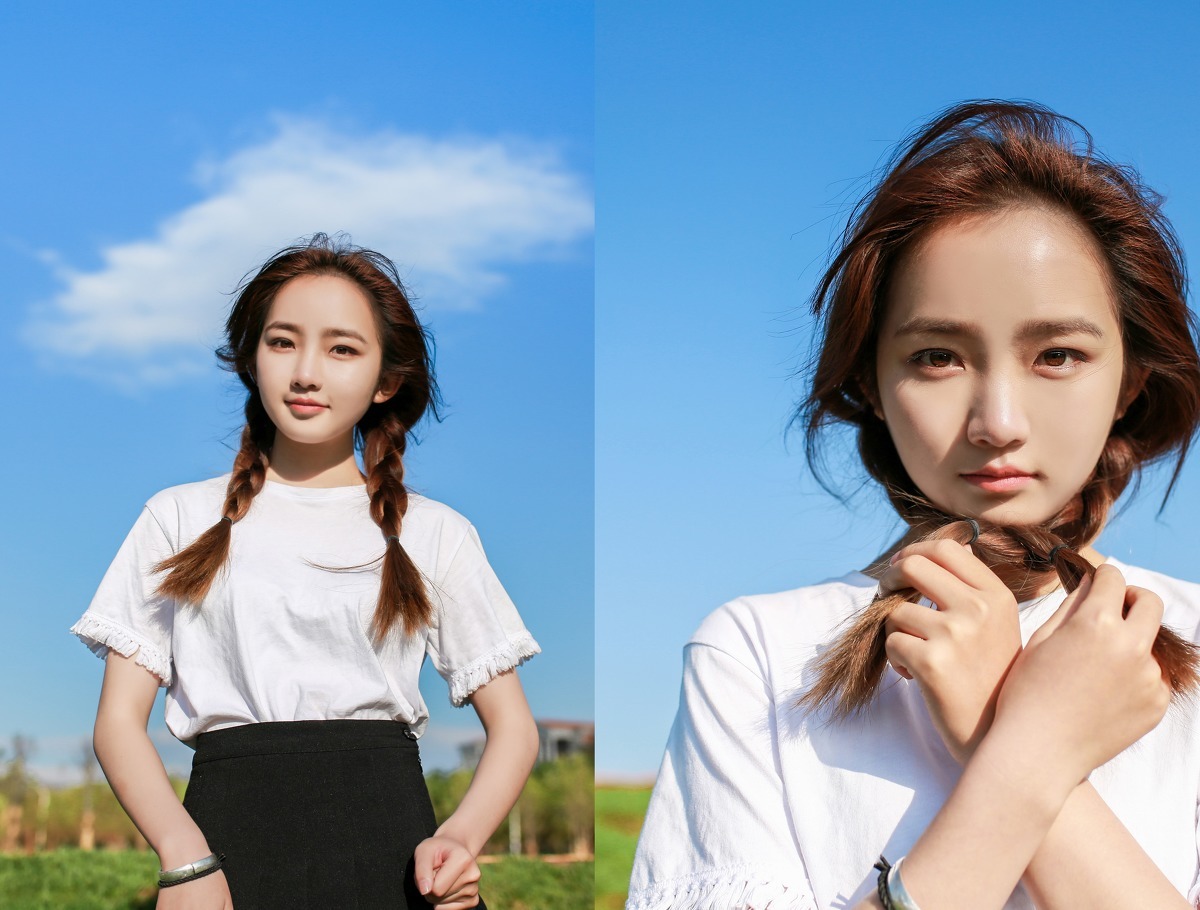 素颜马尾辫清纯女孩写真