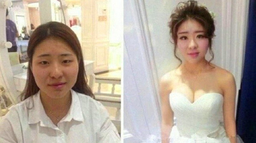 未曾化妆的女子在婚礼当天化妆后，新郎都怀疑自己是否娶错了人