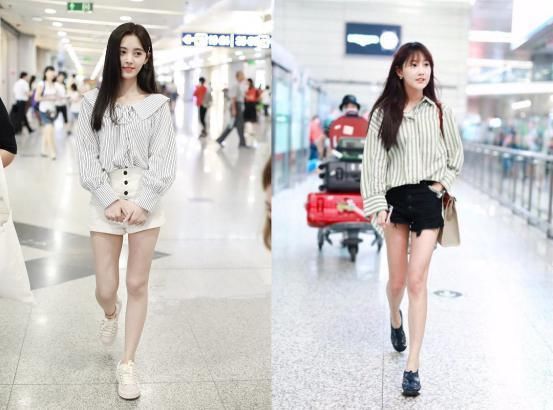 159鞠婧祎和166李艺彤同穿短裤,终于明白腿细和腿长哪个更重要
