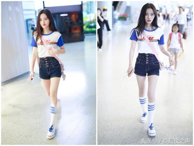 鞠婧祎穿4颗扣的收腰牛仔裤亮相，76斤还嫌腰粗，网友：羡慕嫉妒