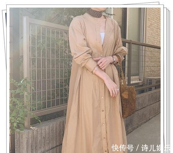 「春季造型」长款纯色连衣裙的春季穿搭look，新鲜的时尚日系风看你喜欢不