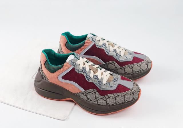  『复古』古驰Gucci 反光皮革复古老爹鞋