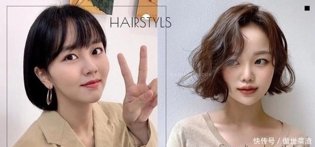  正夯@这5款韩国正夯的中短发发型，搭配不同卷度瘦脸效果超好