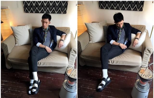 黄景瑜井柏然凉鞋+袜子是土还是时尚，不过宋茜的渔网袜才是亮点