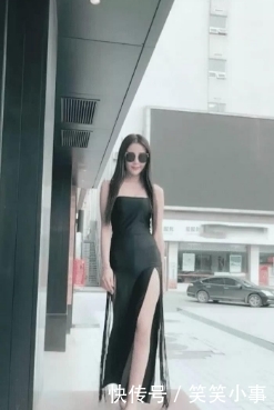 美女:高挑的御姐美女, 穿着修身开叉裙, 诠释女神魅力!