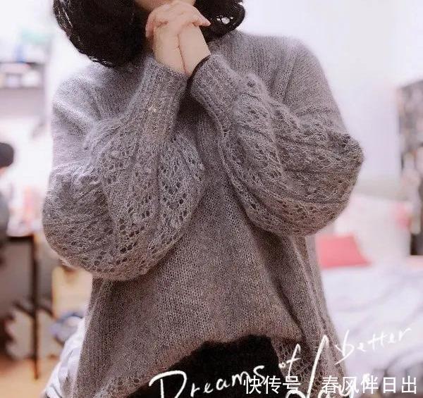  『图解』百搭的大泡泡袖套头毛衣，DIY手工棒针编织，附图解教程