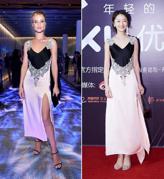 同款小粉裙，31岁超模惠特莉性感撩人，周冬雨带满珠宝却照样清新