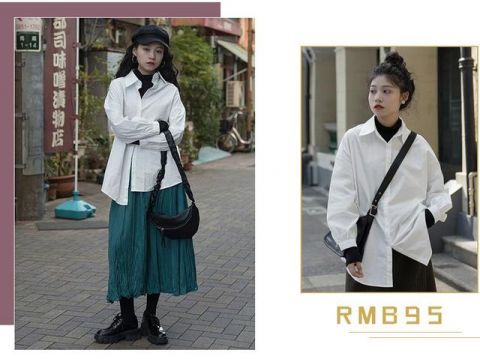  「衬衫」衬衫+半裙，衬衫+阔腿裤，时髦炸了