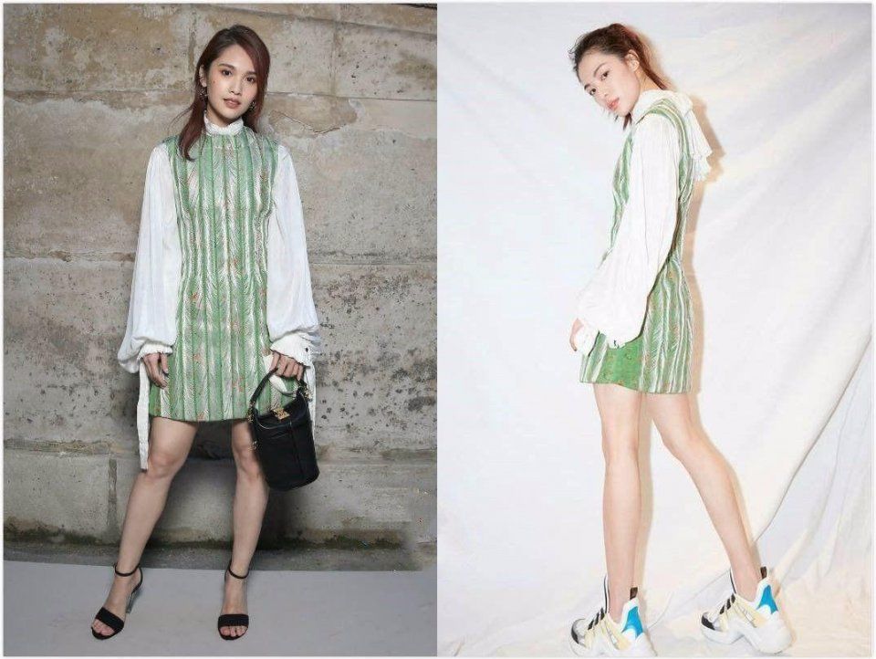 钟楚曦年轻就是敢穿，颖儿撞衫她穿的保守，凭她这腿也赢了不少人