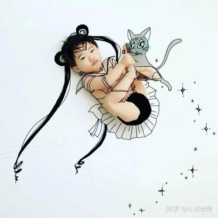  「作品」会画画的老爸把儿子画进了宫崎骏的作品，这才叫真正的“晒娃”！