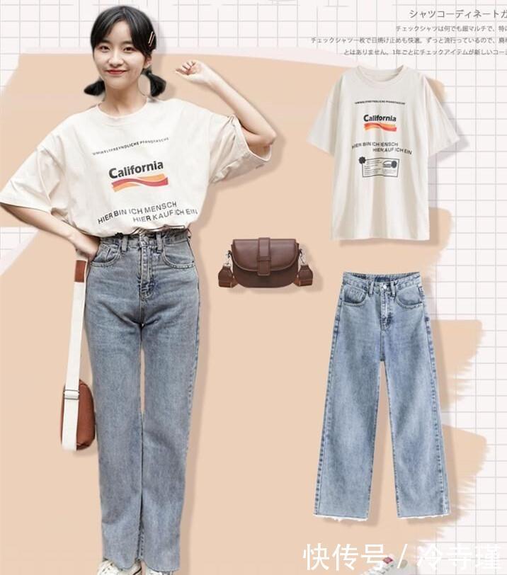 『T恤』好穿又简约的学生党穿搭,清新减龄有活力,打造可盐可甜青春少女