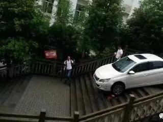  【石梯】这个司机有点“野”，在几十阶石梯上开车，车主：导航