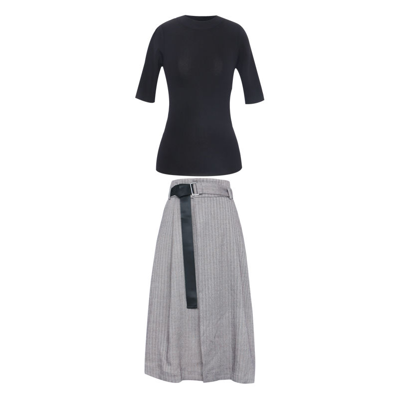 1米5多的姑娘，穿这半身裙套装，简直是超美腻的还贼洋气