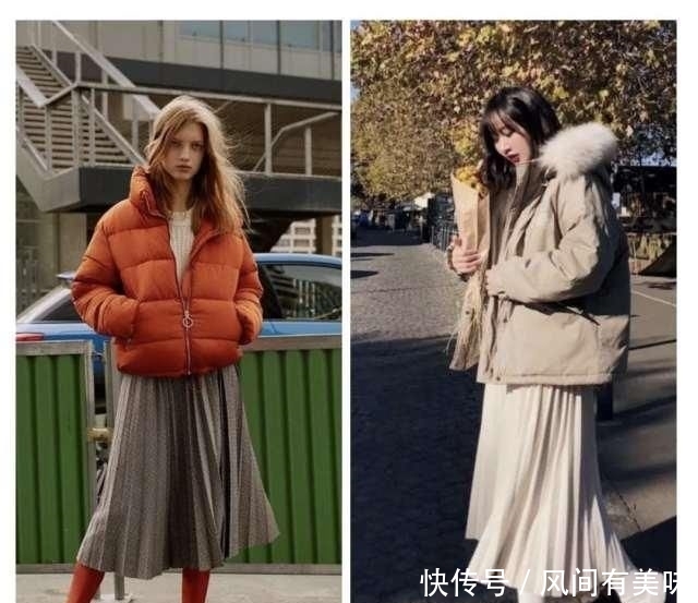 『显瘦』2020年最时髦好看的“王炸组合”,羽绒服+裙子,保暖显瘦又时尚