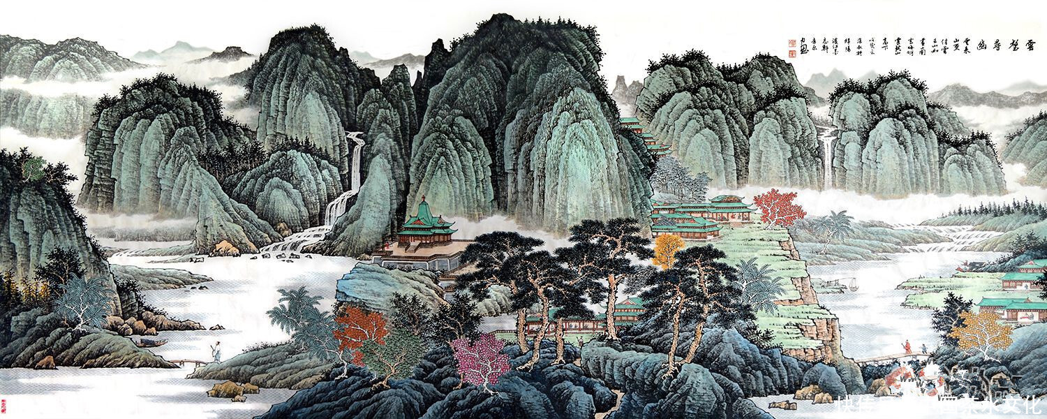 书房怎样装饰?一幅韵味手绘山水,居家好品位