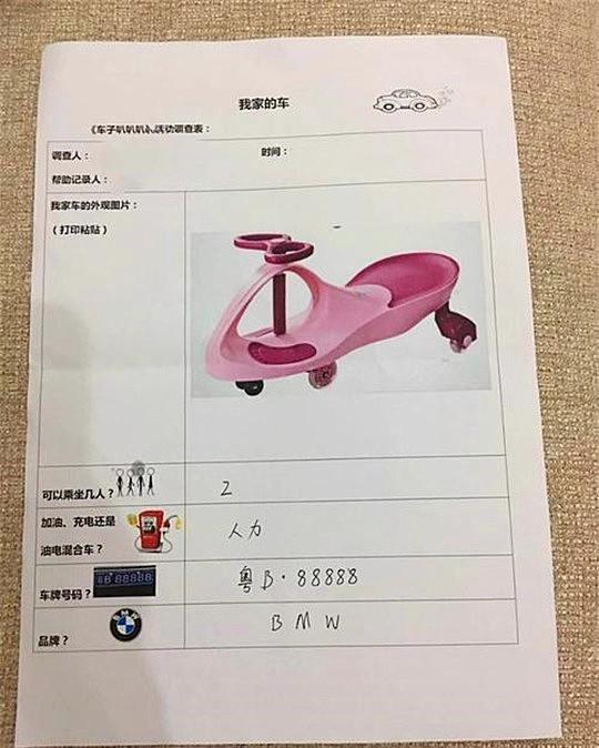 我家■幼儿园作业查家境,要求孩子晒''我家的车'',宝妈的应对太机智