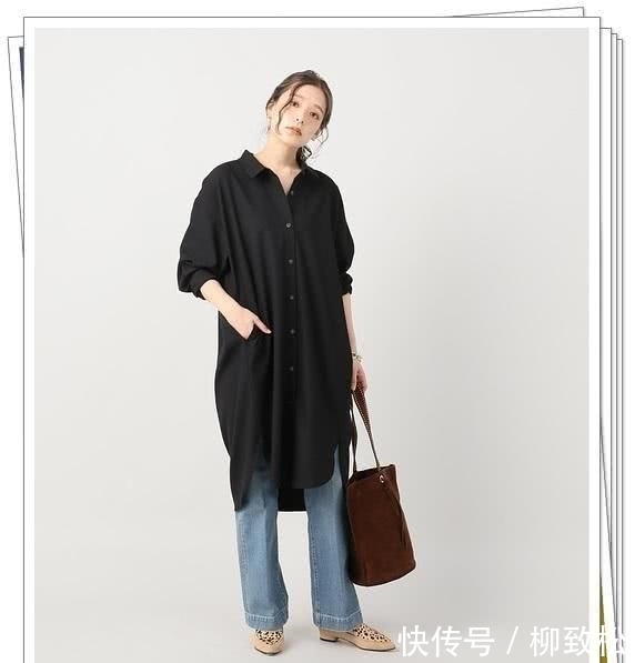 春季造型:小黑裙别乱买!黑色衬衫连衣裙才更实用,24个春季日系造型示范