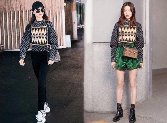 钟楚曦年轻就是敢穿，颖儿撞衫她穿的保守，凭她这腿也赢了不少人