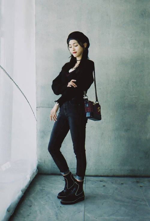 火箭少女吴宣仪,All Black尽显甜美气质,没想到私服竟这么好看