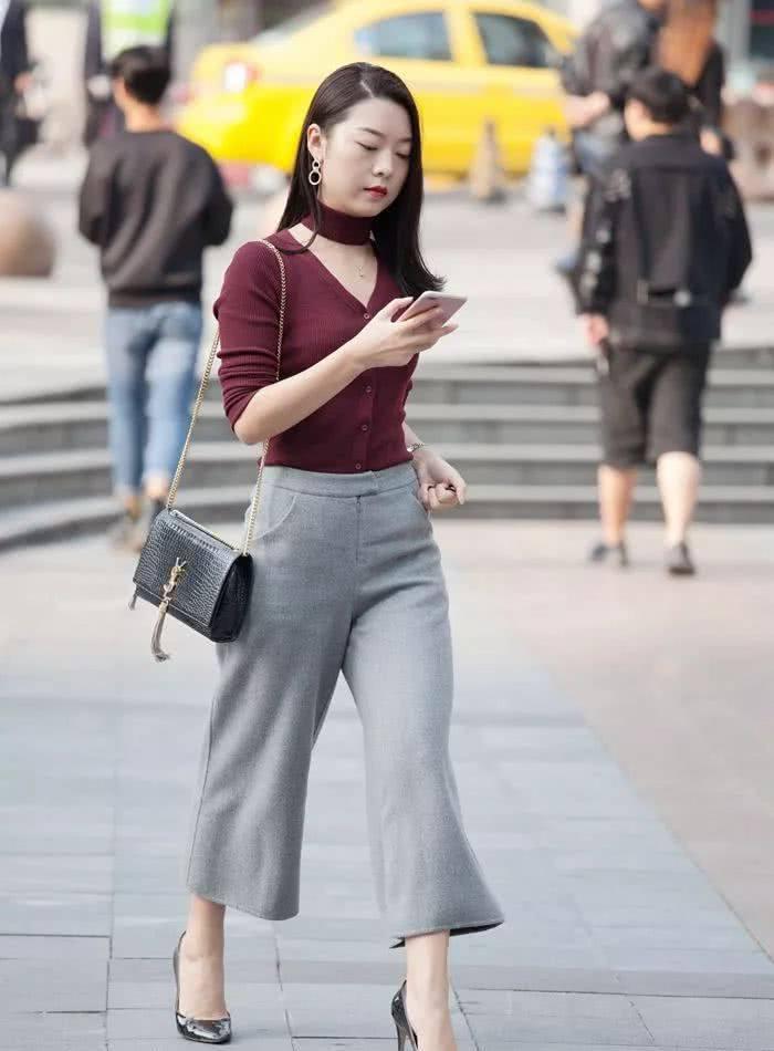 温婉柔美的阔腿裤,上身很有小女人的味道