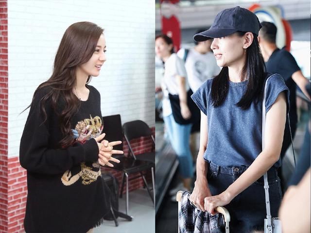 38岁董洁素颜现身,造型撞上热巴,年纪差一轮衣品却不输!