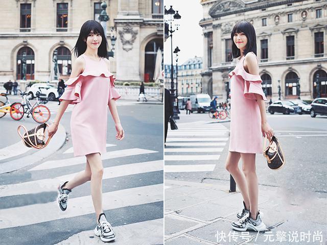 唐嫣齐刘海配连衣裙清新如少女，难怪范冰冰和baby也换了同款造型