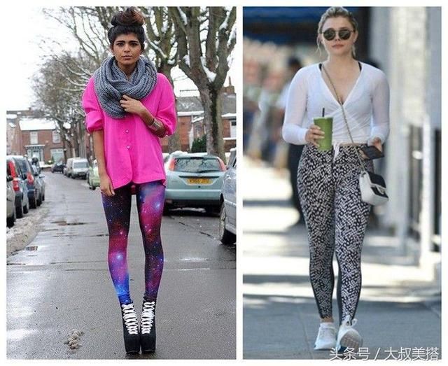 女人穿打底裤出门，记得避免3个“雷区”，穿成图2那样就尴尬了！