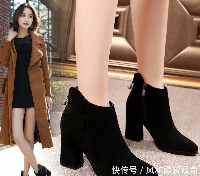 今年流行这6款粗跟短靴，配大衣和裤袜都很洋气，40女人都这么穿