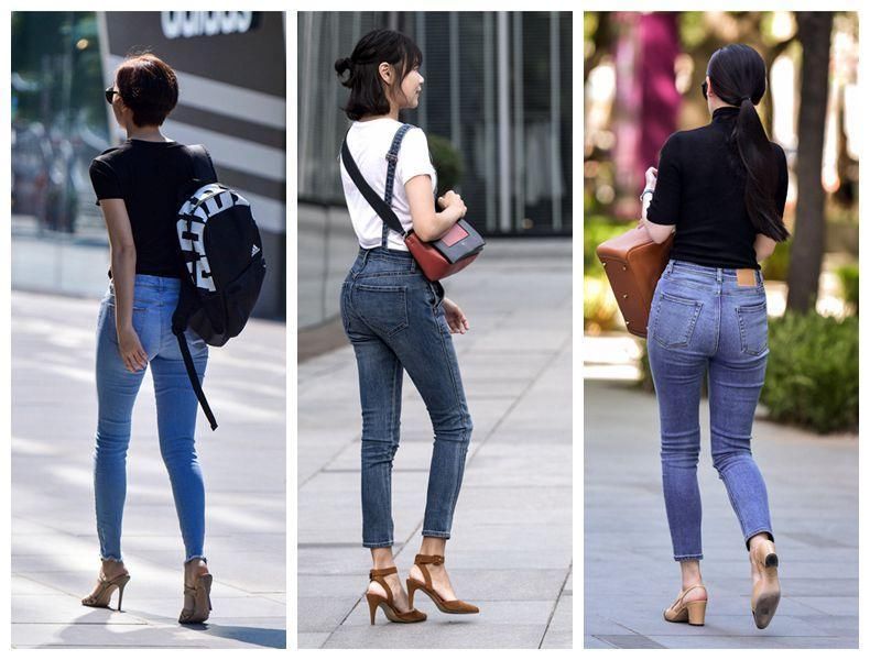 街拍:紧身牛仔裤，尽显你的大长腿