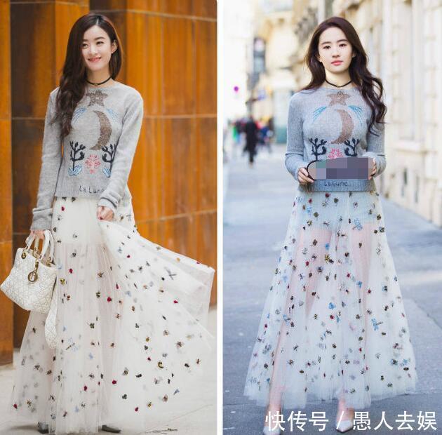 女星撞衫大比拼，热巴完胜古力娜扎，杨颖赢了杨幂却输给了赵丽颖