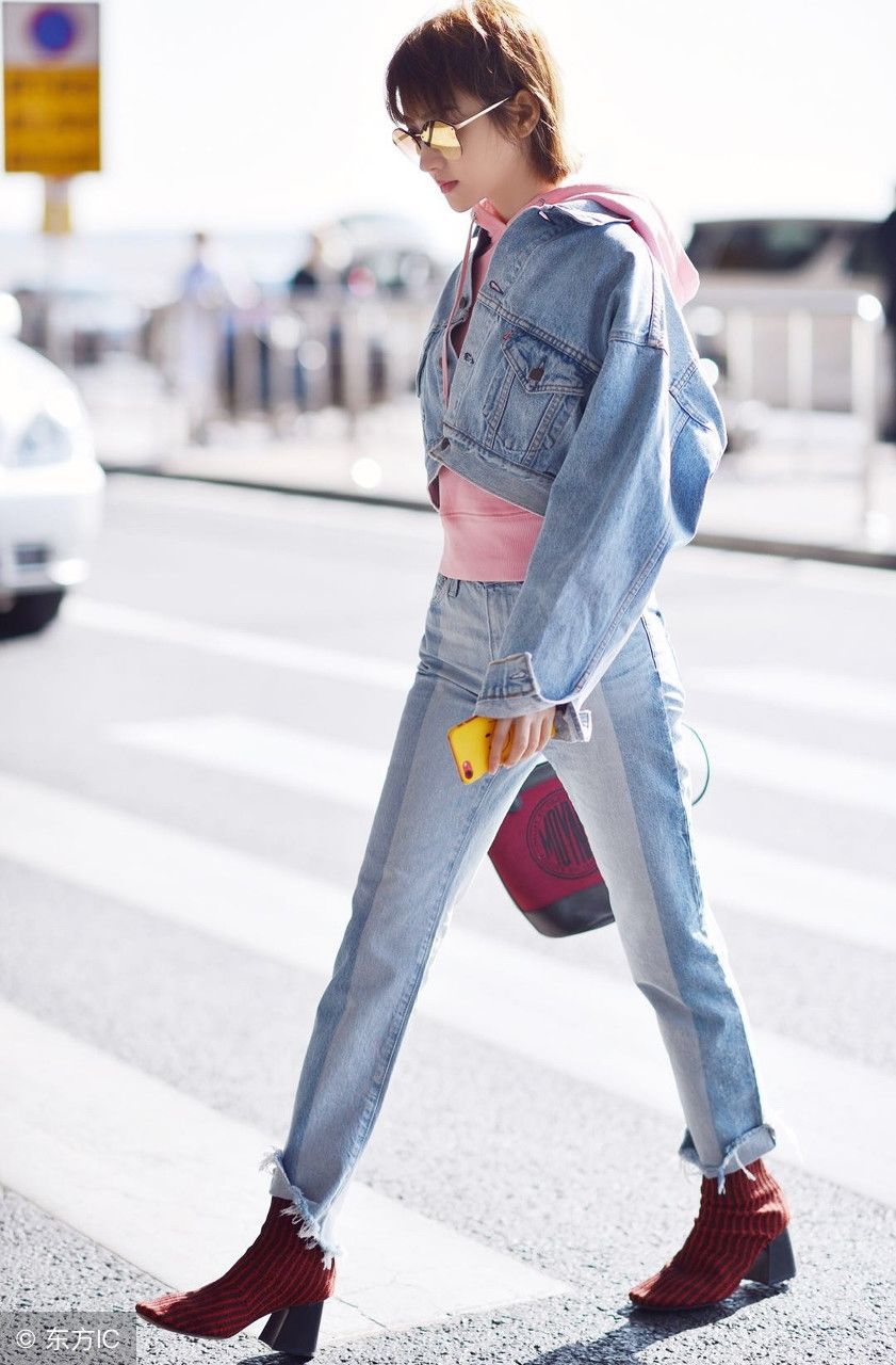 景甜遇上牛仔裤，简直完美