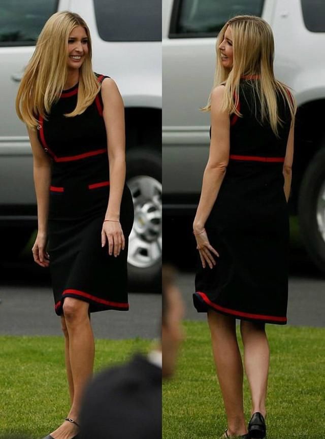 36岁伊万卡厉害了，这么紧的裙子都敢穿，勒出赘肉竟一点也不尴尬