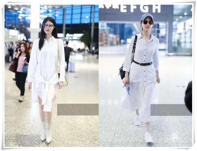 当何穗和张钧甯同穿衬衫裙，网友：终于见识到禁欲系美女最高级别